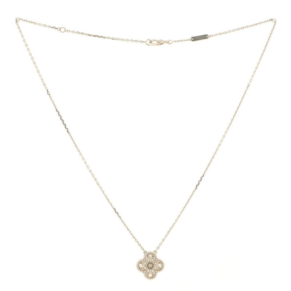 Van Cleef & Arpels Vintage Alhambra Pendant Necklace 18K White Gold and Diamonds - Picture 3 of 5